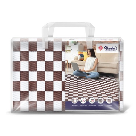 Brown Checkered Mat - Shradha Mats