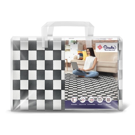 Dark Grey Checkered Mat - Shradha Mats