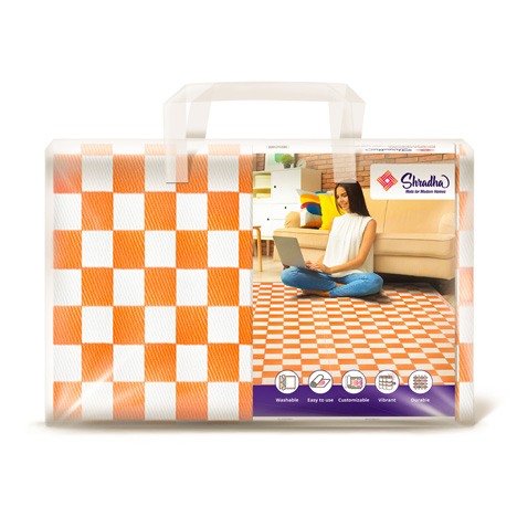 Orange Checkered Mat - Shradha Mats