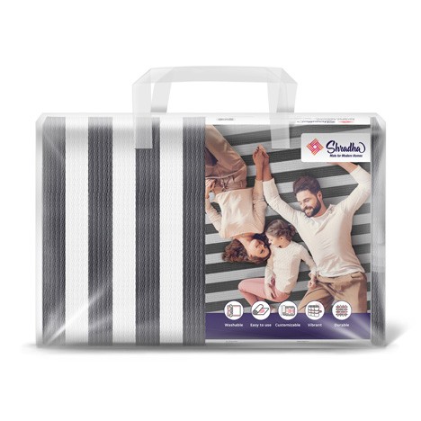 Dark Grey Stripes Mat - Shradha Mats