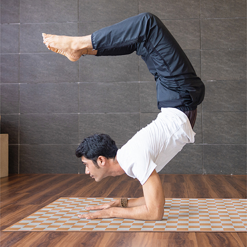 Yoga Man on Checkered Mat - Shradha Mats